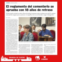 EL REGLAMENTO DEL CEMENTERIO SE APRUEBA CON 18 AÑOS DE RETRASO