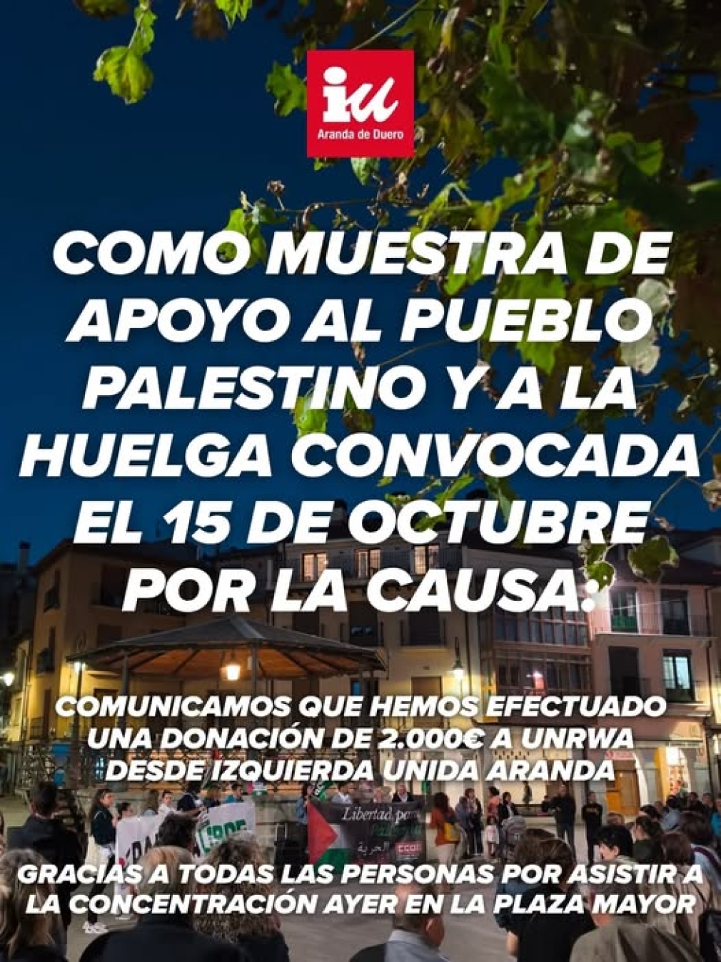 COMO MUESTRA AL PUEBLO PALESTINO